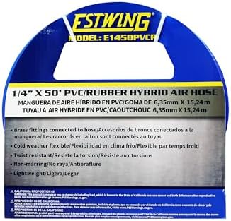Estwing E1450PVCR 1/4" x 50' PVC / Rubber Hybrid Air Hose with Brass 1/4" NPT Industrial Fitting and Universal Quick Connect Coupler - Image 7