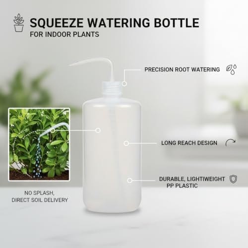 Squeeze Watering Bottle with Long Curved Spout for Indoor Plants, Succulents & Bonsai - Durable PP Plastic - Image 4