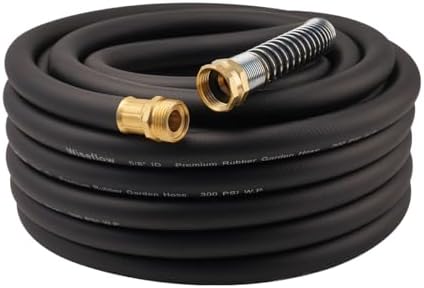Wiseflow Garden Hose 50FT x 5/8", Heavy Duty Rubber Hose, Water Hose with Five Layered Braiding, Male Female Fittings, 1000PSI Burst, 300PSI Working for Yard, Car Wash, Pets (Black) by Unknown