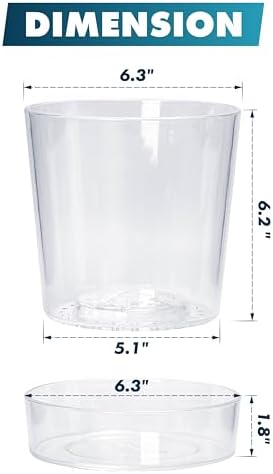 Phoenix Vine 6.5 InchClear Acrylic Planter Pot with Tray, Orchid Pot with Drainage Holes, Deep Saucer for Bottom Watering, Transparent Containers for Indoor Plants, Herbs, Set of 2, 91-A-F-2 - Image 3