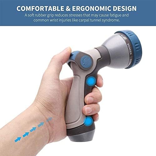 Garden Hose Nozzle, Heavy Duty Metal Water Hose Nozzle with 8 Adjustable Spray Patterns for Hand Watering Plants and Lawn, Car Washing, Pa - Image 4