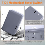 2026 Upgraded T104 Mechanical Timer Switch, 208V-277V 40A DPST, 24-Hour Heavy-Duty Pool Timer for Pump/ Water Heater/ Lighting/ HVAC, High-Contrast White Dial, with 4 Timer Trippers - Image 5