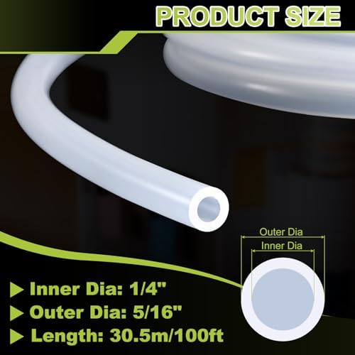METALLIXITY Silicone Tubing 1/4" ID x 5/16" OD x 100Ft High Temp Clear - Image 2