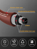 Wiseflow Garden Hose 150FT x 3/4", Heavy Duty Rubber Hose, Water Hose with Five Layered Braiding, Male Female Fittings, 1200PSI Burst, 300PSI Working for Yard, Car Wash, Pets (Brown) - Image 3