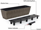 2-Pack Self-Watering Planter - Hand Woven Wicker - Rectangular - Dark Gray - Image 4