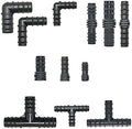 Hose Connector Adapter 16mm 20mm 25mm PE Pipe Barb Connector T-shaped Elbow Repair End Plug 1/2 3/4" Garden Drip Irrigation Pipe Connector Connector 4PC (Color : Black) by Unknown
