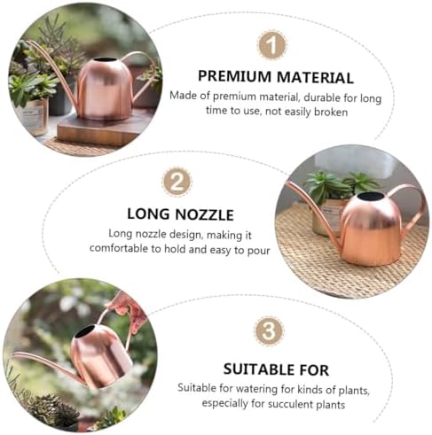 Rose Gold Stainless Steel Watering Pot Long Spout Gardening Tool for Indoor Plants Succulents Practical Plant Sprinkler - Image 3