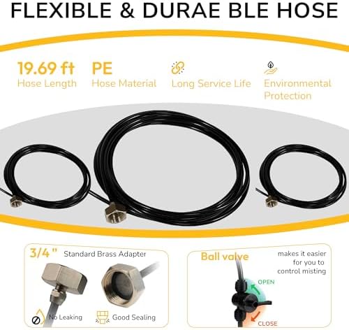 Tornado 20 Inch Outdoor Misting Kit for Fan Cooling, Portable Mister System with 19.6FT Line & 8 Brass Nozzles for Patio, Party, Porch, Garden, Outdoor Fan Accessory - Image 4