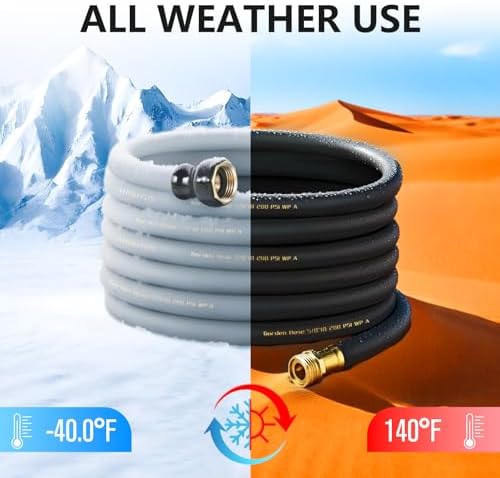 Garden Hose 5/8"x 25ft Brass Rubber Heavy Duty Water Hose 600 PSI Black - Image 5