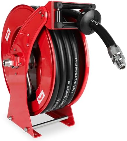 Fuel Hose Reel, 3/4" x 50FT Retractable Diesel Hose Reel, 300 PSI Industrial Heavy Duty Auto Swivel Rewind Hose Holder Reels, for Vehicle Tank Truck Trailer Ship by Fitnet