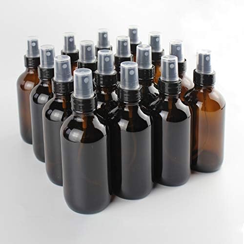 4oz Amber Glass Spray Bottle for Essential Oils,Small Empty Fine Mist Spray Bottle, Refillable Liquid Containers for Perfumes,Cleaning Products,16 Pack by Unknown