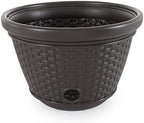Suncast Decorative Wicker Garden Hose Holder Pot with 4 Drain Holes for 100 Foot Hoses, Java - Image 4