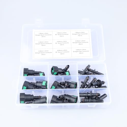 AC PERFORMANCE 24PCS Assorted Fuel Line Quick Connector Kit, SAE 7.89mm & 9.49mm & 9.89mm to 6mm by ACPERFORMANCE