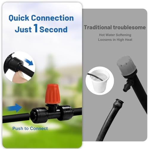 Drip Irrigation System for Garden, Greenhouse Watering System 60FT+Pipe Splitter 2 Way Heavy Duty - Image 4