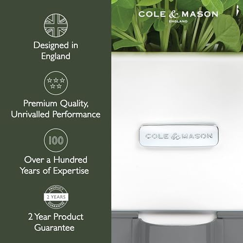 Cole & Mason Self-Watering Single Potted Herb Keeper, Indoor Herb Box, 21 cm, White/Grey, Self Watering, Includes 4 x Pads - Image 2