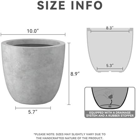 Kante Small Round Bowl Pale Gray Concrete Planter 10" Dia, Outdoor - Image 2
