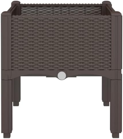 Raised Garden Planter Box with Legs 15.7" Rattan Look Brown - Image 4
