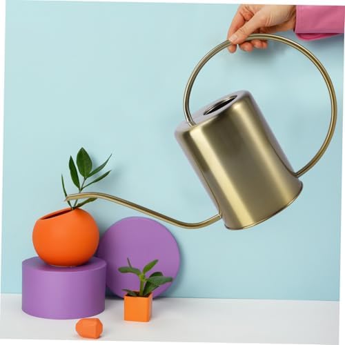 Totority Stainless Steel Watering Kettle Long Spout Pot for Indoor Outdoor Plants Gardening with Ergonomic Handle Practical Brass Watering Can for Home Use - Image 4
