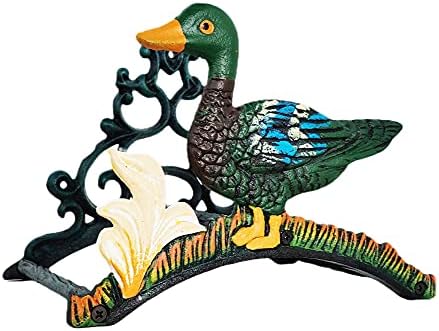 Garden Hose Holder Cast Iron Heavy Duty Water Hose Hanger, Outside Wall Mount, Solid Metal Decorative Rack/Organizer/Stand, Easy to Install, Hold Up to 50/75/100 ft (Hose holder - Duck) by DecorGarden