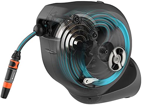 Gardena 18600 50 Foot Wall Mounted Retractable Hose Reel, 50 ft, Standard, Turquoise - Image 3