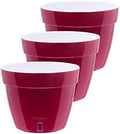 DECOPOTS - 3 Pack - Self Watering Planter - Modern Flower Pot with Water Level Indicator for All House Plants, Flowers, Herbs - Height 8.3 inches (Diameter 10.6", Red - Pearl/White) by DecoPots-SelfWateringPots