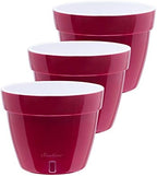 DECOPOTS - 3 Pack - Self Watering Planter - Modern Flower Pot with Water Level Indicator for All House Plants, Flowers, Herbs - Height 8.3 inches (Diameter 10.6", Red - Pearl/White) by DecoPots-SelfWateringPots