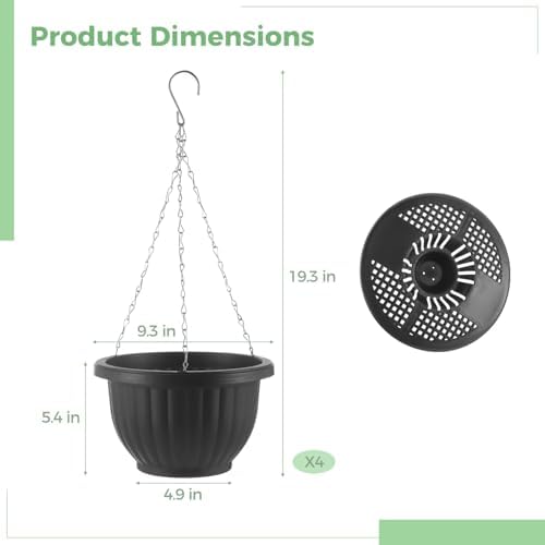 4 Pack Hanging Planters, 9.3 Inch Self Watering Pots for Indoor Plants - Image 4