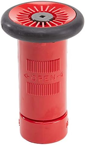 1" Plastic Red Fire Nozzle (NPSH) with Durable Rubber Bumper by FireHoseDirect