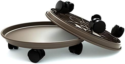 Plant Caddy with Wheels 15.5 Inch - 2 Pack Plant Caddy on Wheels Heavy Duty,Plant Dolly Plant Tray with Wheels Planter Caddies Indoor/Outdoor, Brown by Coadura