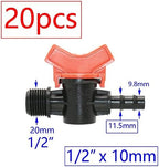 20pcs Drip Irrigation Mini Valve 4/7 3/8/10/12/16/20 /25mm Pipe Garden Tap 1/2 quot; 3/4 Male Thread Water Hose Barb Connector(Large) - Image 2