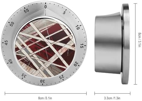 Mechanical Kitchen Timers for Cooking,White and Maroon Style Printed 60 Minute Magnetic Countdown Timer,Cute Cooking Timers with Alarm,Stainless Steel Time Timer Manual No Batteries Required - Image 2