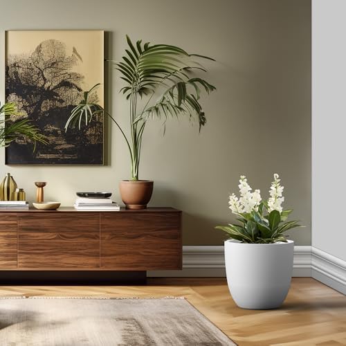 Kante 18" Dia Round Concrete Planter, Large Bowl Pot, White - Image 6