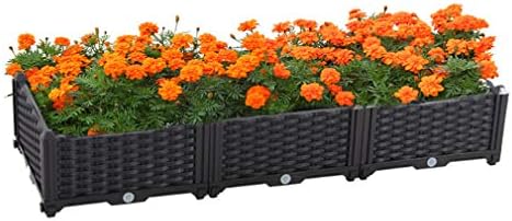 Hershii Plastic Rectangular Raised Garden Bed Indoor Outdoor Planter Box Kit Container for Growing Vegetables, Plants, Herbs, Flowers & Succulents - Black - 46.06 X 15.35 X 8.66 Inches by FineLivingStartingwithaHome