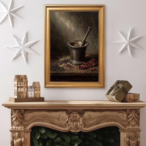 Gold Vintage Framed Still Life Mortar and Pestle Wall Art Print - Image 4