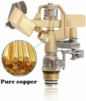 Heavy-Duty Brass Impact Sprinkler on Tripod Base, 360 Degree, 50 Feet Large Area Coverage, Adjustable Water Sprinkler, 3/4 Inch Connector Extension Legs Flip Locks - Image 2