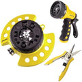 DRAMM Watering and Tool Set Includes 9-Pattern Revolver Spray Gun, 9-Pattern ColorStorm Turret Sprinkler, and Colorpoint Compact Shear, Yellow by DRAMM
