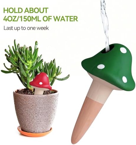 KBCSUN Self Watering Spikes Mushroom Shape, 4 Pack Self Watering Globes Terracotta Plant Watering Stakes for Indoor Plants Accessories Home Decor - Image 2