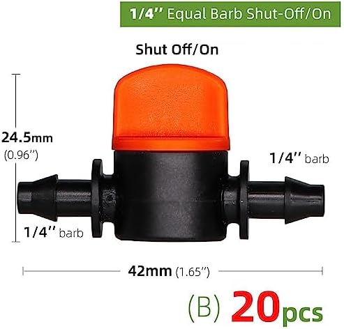 20 Pieces Drip Irrigation Micro Valve Irrigation Switch 4/7 Tubing Hose Barb Water Stop Connector Garden Supplies Accessories (Color : A) - Image 2