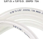 EASTRANS 5/8" ID x 25ft High Pressure Braided Tubing Clear Vinyl Hose - Image 6