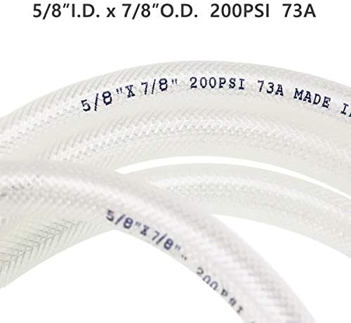 EASTRANS 5/8" ID x 25ft High Pressure Braided Tubing Clear Vinyl Hose - Image 6