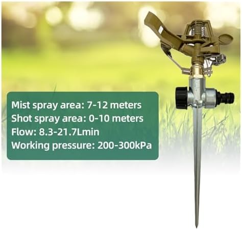 Lawn Rocker Nozzle Impact Sprinkler on Spike Base Zinc Alloy Water Universal Connector with Brass Head(Tripod Base) - Image 6