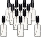 YIZHAO Clear Glass Spray Bottles 2oz, with Small Fine Mist Spray, Metal Cap, Refillable for Essential Oil,Travel,Cleaning,Perfume,Aromatherapy,Makeup – 12 Pcs by YizhaoGlassSprayandDropperBottles
