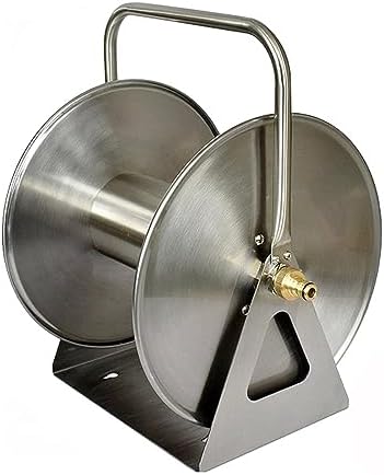 Stainless Steel Garden Hose Reel - Wall/Floor Mounted Metal Water Hose Holder, Heavy Duty Portable Outdoor Water Hose Reel for Lawn & Car Washing Storage by Unknown