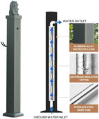 Freestanding Aluminum Garden Water Column with Faucet, Outdoor Faucet, Vertical Hose Holder for Garden, Farm, Ranch, Backyard Irrigation(114cm/44.9in) - Image 3