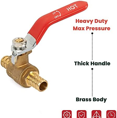 1/2" Pex Brass Ball Valve - Shut Off Valve for Water Hose - Crimping Tool - Hot Cold Fittings (Pack of 10) - Image 4