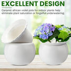 Suclain 2 Pcs African Violet Pots, 6.5 Inch Self Watering Pots for Indoor Flowers and Plants Ceramic Easy Self Watering Plant Pot with Highly Absorbent Inner Planter Pot for Tropical Plants(White) - Image 5