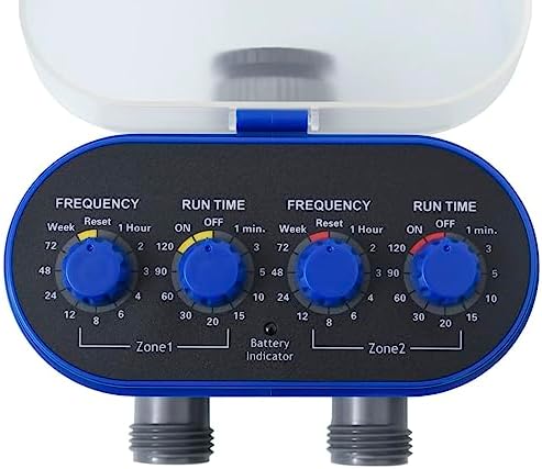 2-Outlet Garden Water Timer, Automatic Hose Faucet Irrigation Controller with Independent Ball Valves, Digital Watering System for Lawn and Garden, Blue - Image 2