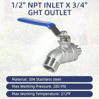 5 Pack Garden Hose Bib Stainless Steel Water Spigot 1/2" Male NPT Inlet x 3/4" Male GHT Threaded High Flow Faucet Outdoor Spigot (1/2" x 3/4") - Image 4