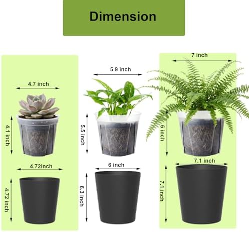 4 pack of 7in and 5in Double-Layer Self-watering Pot with clear nusery pot - Image 2