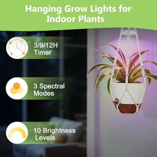 2 Pack Self Watering Hanging Planters with Grow Light for Indoor Plants - Image 4